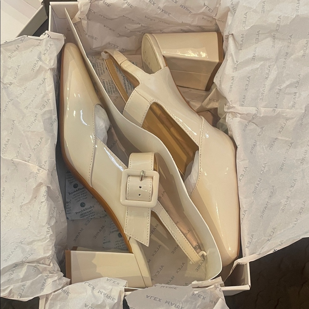Alex Marie Cream Patent Heels